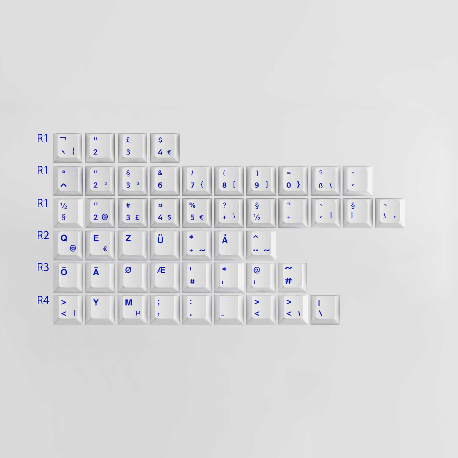 Blue on White ISO Spare Tastenkappen (49-Tasten) - Image 9